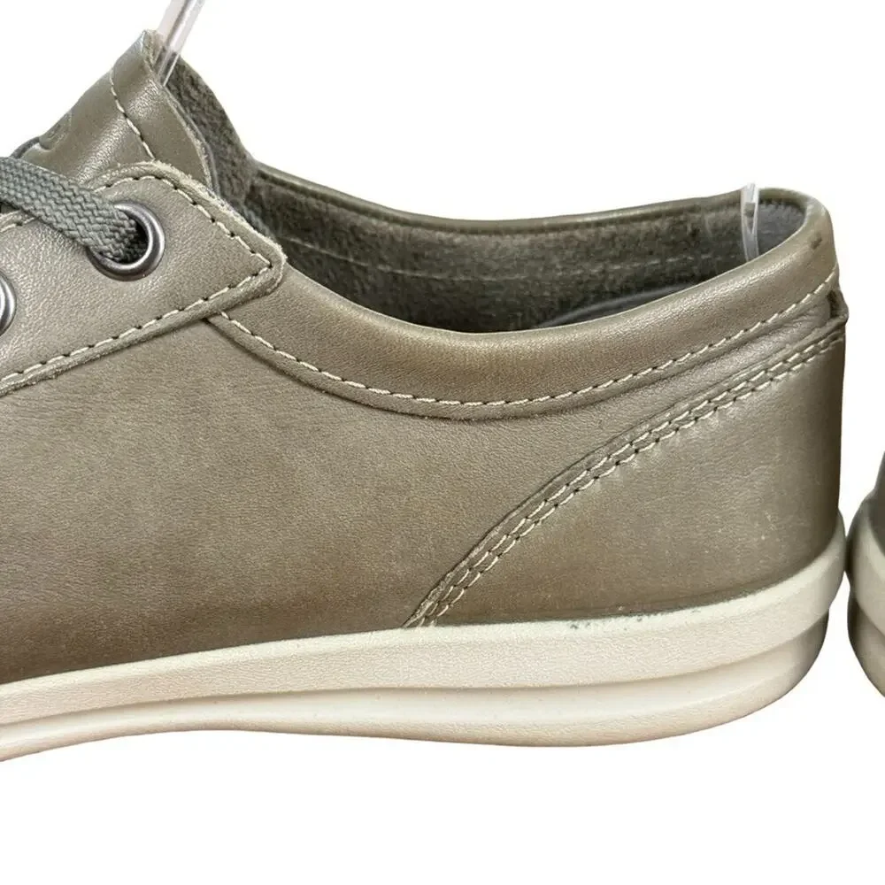 Keen Lorelai Sneakers Olive Green Leather Lace Up Sneakers Casual Shoes sz 6
